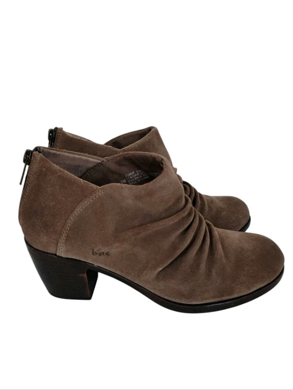 Boc Born Womens Settle Boots Size 8 Brown Suede Ankle Booties MId Block Heel
